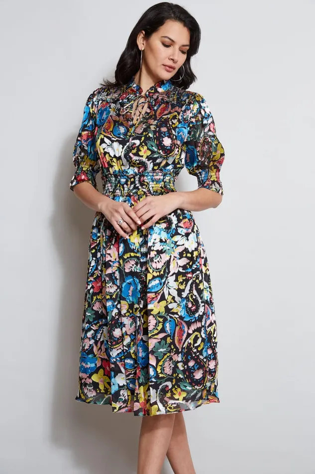 Outlet 8211 Women Dresses and Jumpsuits Elie Tahari Burnout Floral Paisley Dress Imprint Paisley