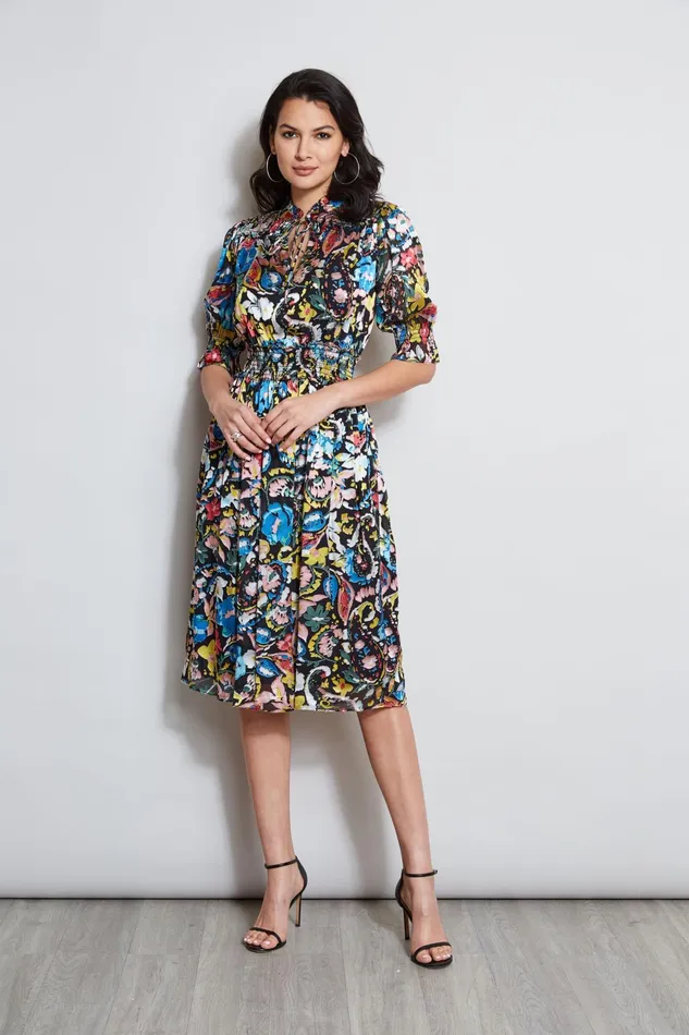 Outlet 8211 Women Dresses and Jumpsuits Elie Tahari Burnout Floral Paisley Dress Imprint Paisley