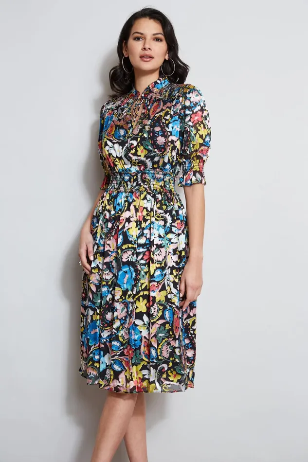 Outlet 8211 Women Dresses and Jumpsuits Elie Tahari Burnout Floral Paisley Dress Imprint Paisley