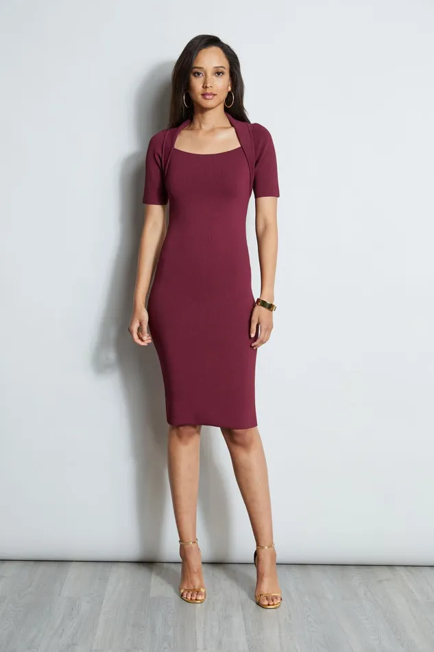 Outlet 8211 Women Dresses and Jumpsuits Elie Tahari Contour Sweater Dress Cranberry