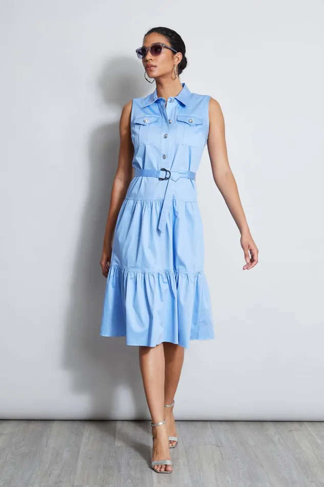 Outlet 8211 Women Dresses and Jumpsuits Elie Tahari Cotton Utility Dress Horizon Blue