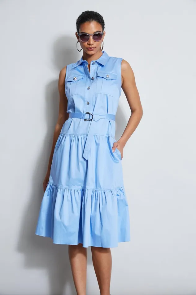Outlet 8211 Women Dresses and Jumpsuits Elie Tahari Cotton Utility Dress Horizon Blue