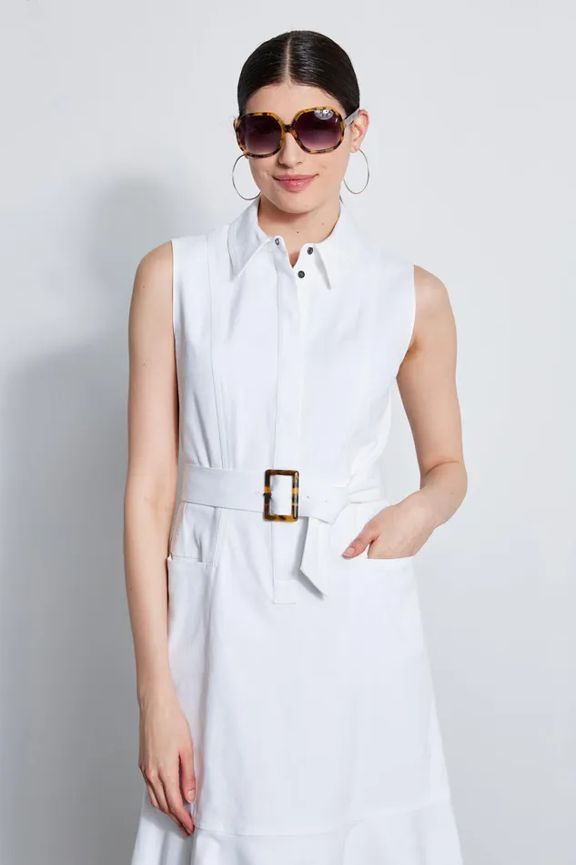 Outlet 8211 Women Dresses and Jumpsuits Elie Tahari Denim Fit and Flare Dress White