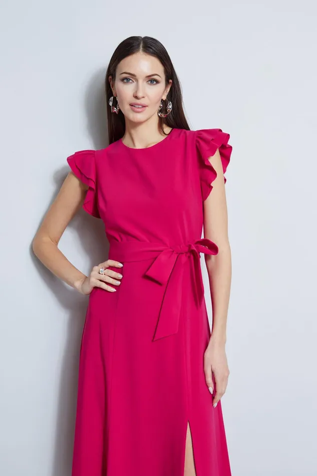 Outlet 8211 Women Dresses and Jumpsuits Elie Tahari Flutter Sleeve Midi Dress Cyclamen