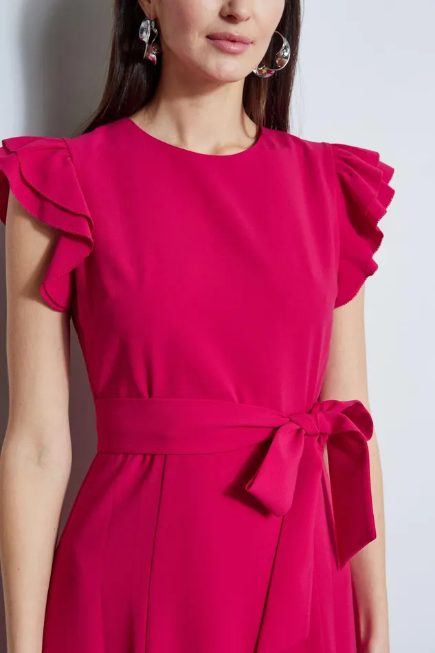 Outlet 8211 Women Dresses and Jumpsuits Elie Tahari Flutter Sleeve Midi Dress Cyclamen