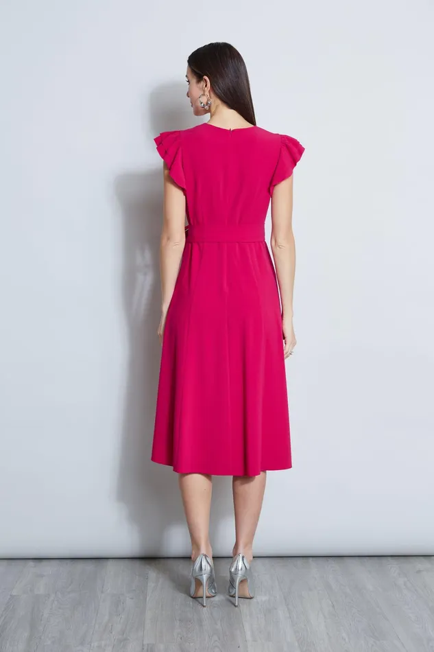 Outlet 8211 Women Dresses and Jumpsuits Elie Tahari Flutter Sleeve Midi Dress Cyclamen