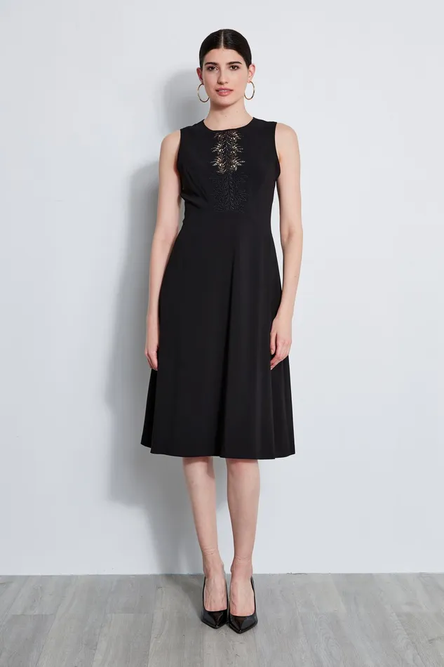Outlet 8211 Women Dresses and Jumpsuits Elie Tahari Lace Applique Midi Dress Black
