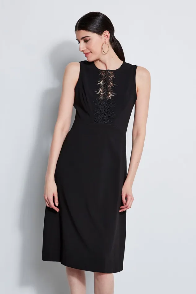 Outlet 8211 Women Dresses and Jumpsuits Elie Tahari Lace Applique Midi Dress Black