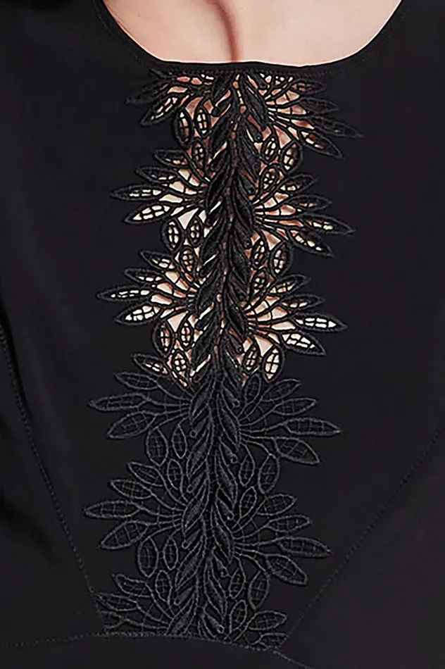 Outlet 8211 Women Dresses and Jumpsuits Elie Tahari Lace Applique Midi Dress Black
