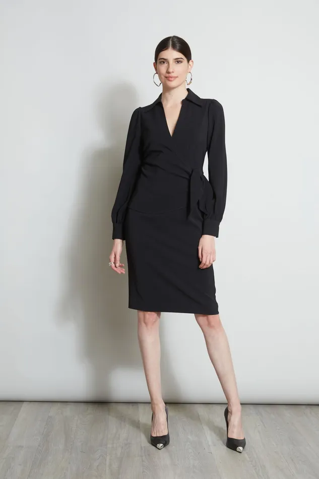 Outlet 8211 Women Dresses and Jumpsuits Elie Tahari Mock Wrap Tie Dress Black