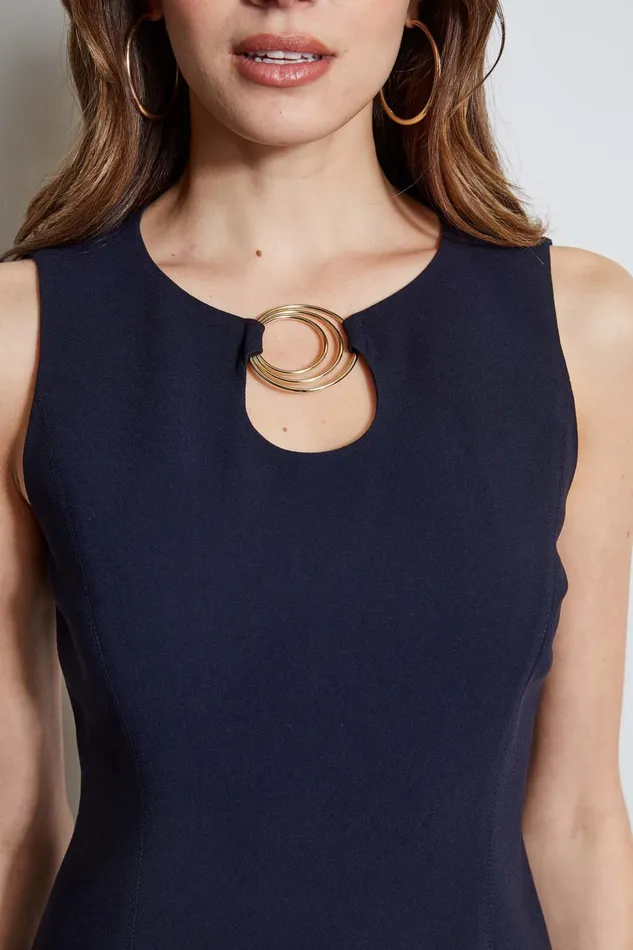 Outlet 8211 Women Dresses and Jumpsuits Elie Tahari Sleeveless Keyhole Ring Dress Stargazer