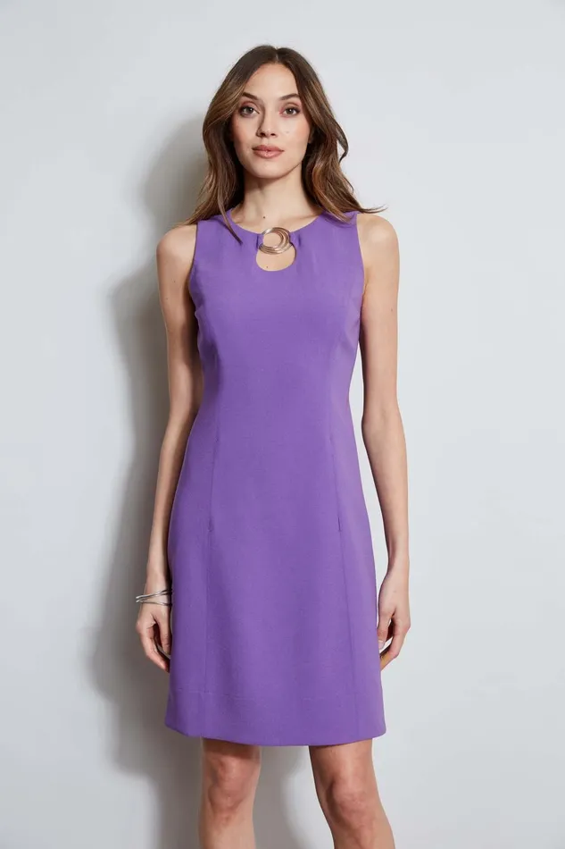Outlet 8211 Women Dresses and Jumpsuits Elie Tahari Sleeveless Keyhole Ring Dress Violet