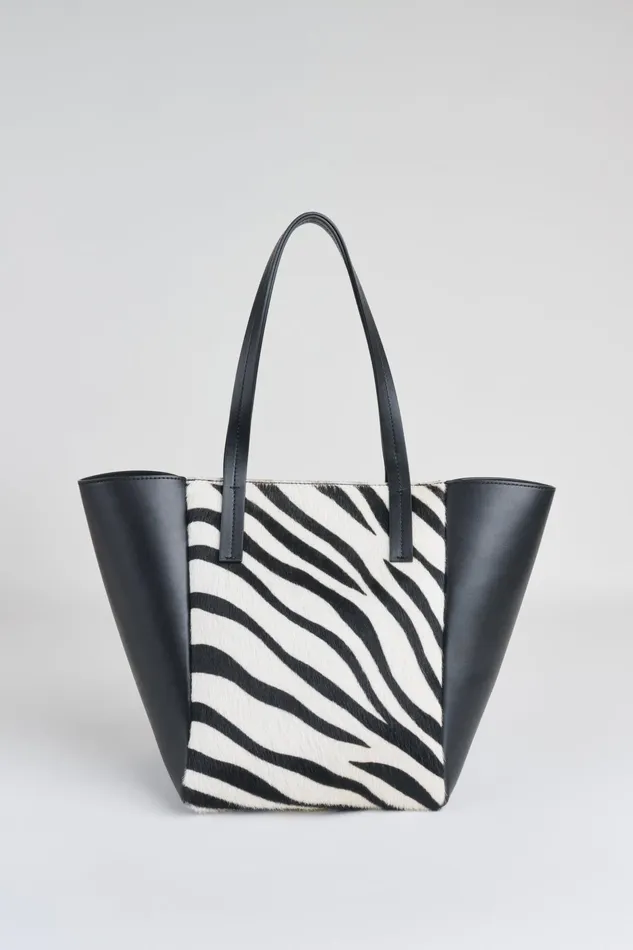 Outlet 8211 Women Handbags Elie Tahari Zebra Calf Hair Tote Blackwhite