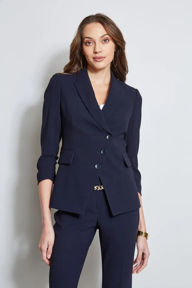 Outlet 8211 Women Jackets and Blazers Elie Tahari 3 Button Ruched Sleeve Blazer Stargazer