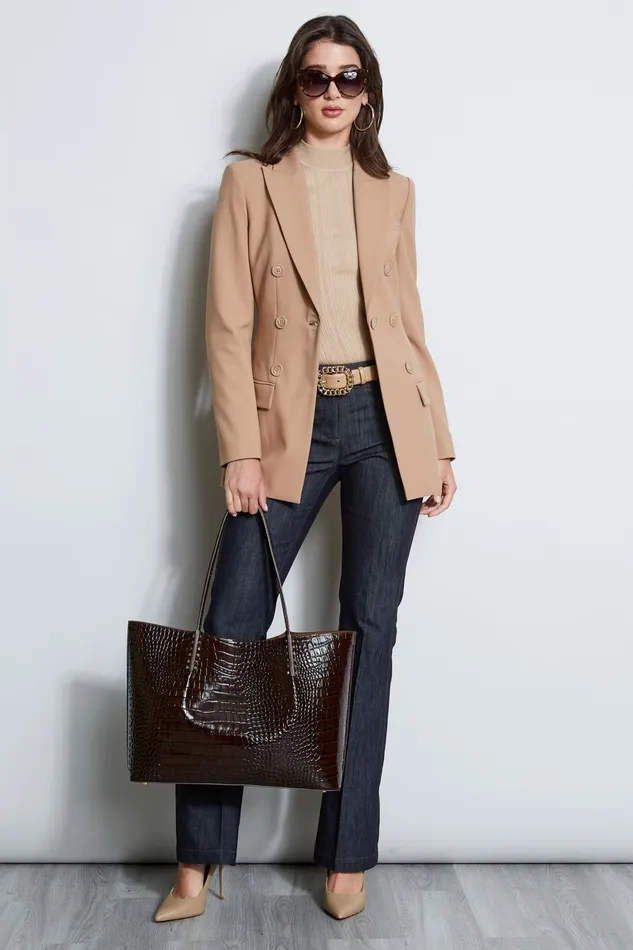Outlet 8211 Women Jackets and Blazers Elie Tahari 7 Button Blazer Camel