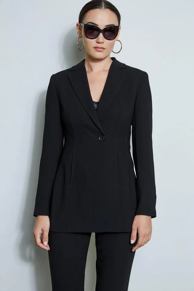 Outlet 8211 Women Jackets and Blazers Elie Tahari Asymmetric Single Button Blazer Black