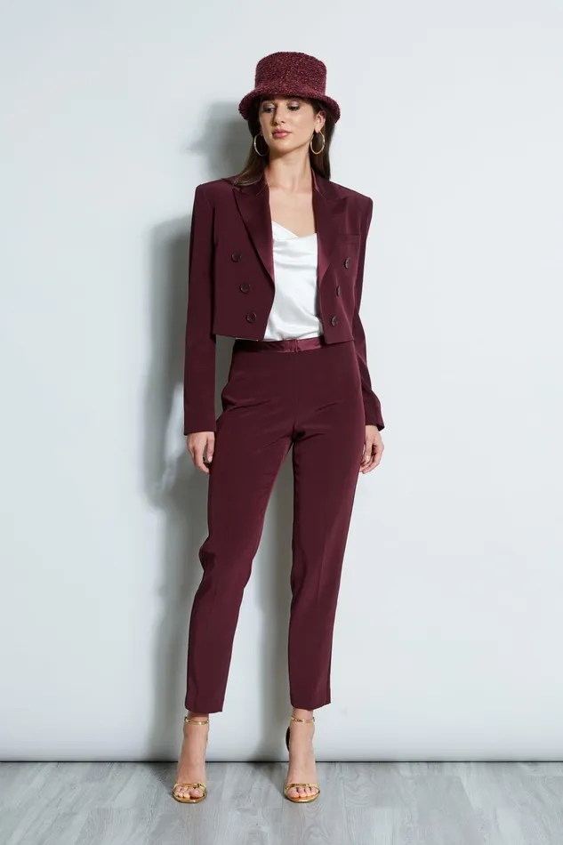 Outlet 8211 Women Jackets and Blazers Elie Tahari Cropped Tuxedo Jacket Cordovan
