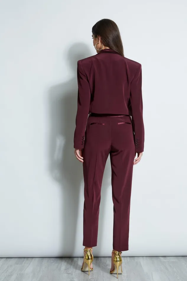 Outlet 8211 Women Jackets and Blazers Elie Tahari Cropped Tuxedo Jacket Cordovan