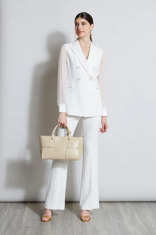 Outlet 8211 Women Jackets and Blazers Elie Tahari Double Breasted Chiffon Sleeve Blazer Foam