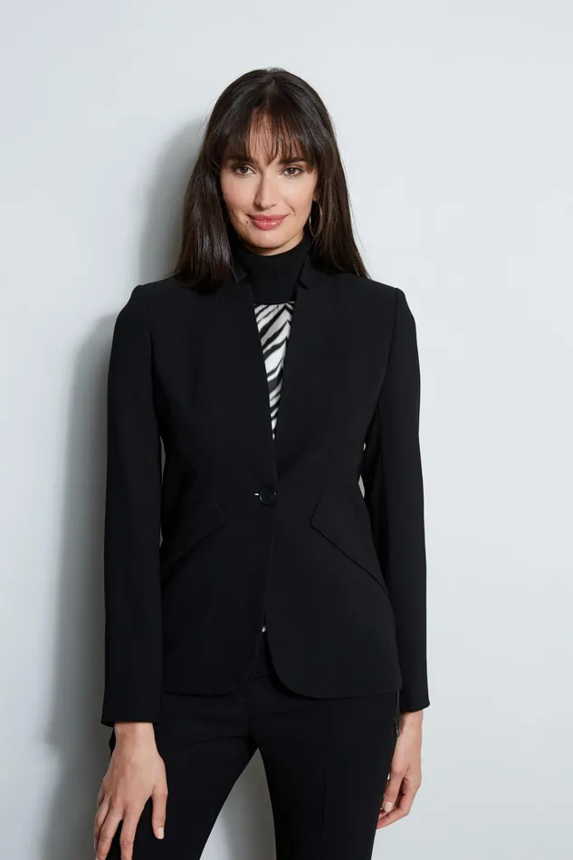 Outlet 8211 Women Jackets and Blazers Elie Tahari Notched Collar Panel Blazer Black