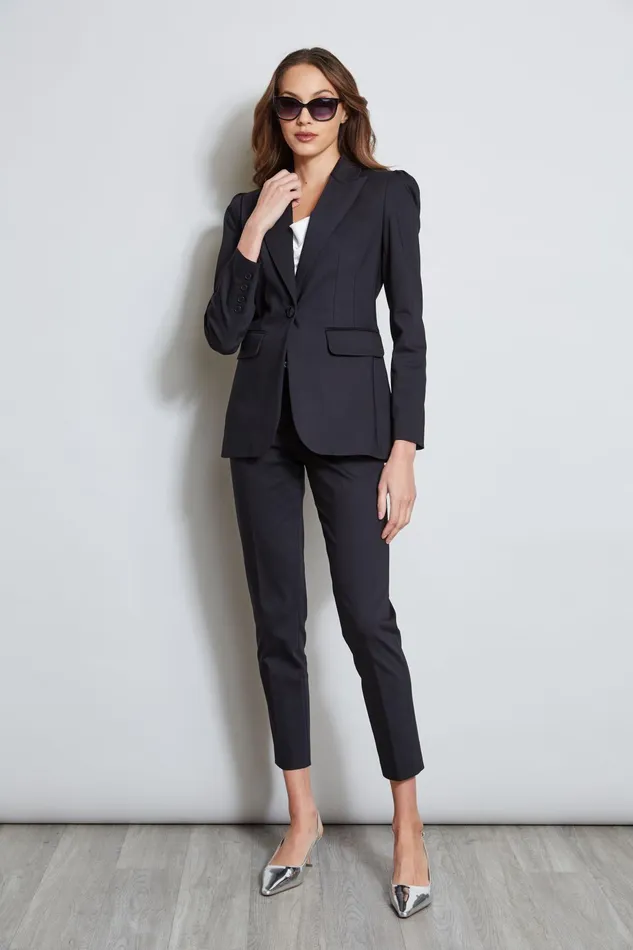 Outlet 8211 Women Jackets and Blazers Elie Tahari Pleat Shoulder Cotton Blazer Black
