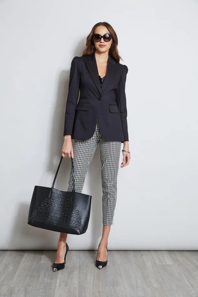 Outlet 8211 Women Jackets and Blazers Elie Tahari Pleat Shoulder Cotton Blazer Black