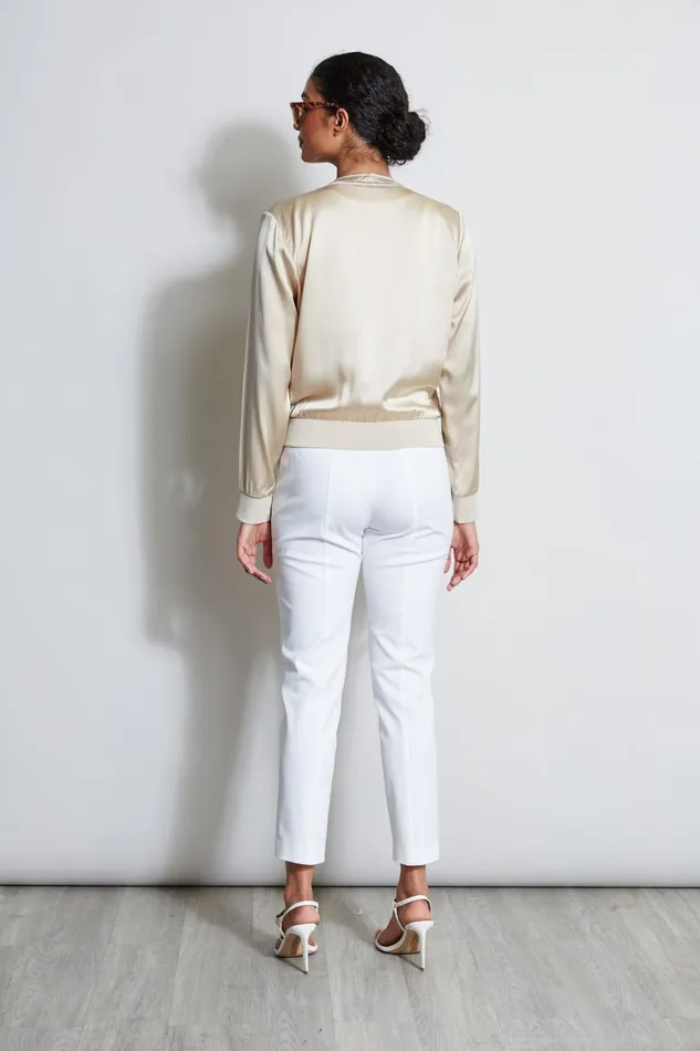 Outlet 8211 Women Jackets and Blazers Elie Tahari Silk Satin Bomber Jacket Driftwood