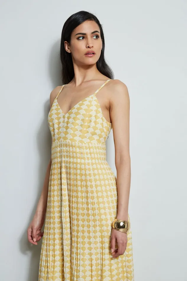 Outlet 8211 Women Midi Dresses Elie Tahari Diamond Soft Pleat Midi Dress Cape Diamond Arch Print