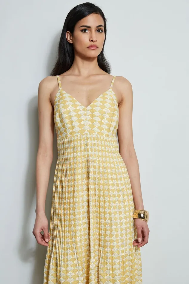 Outlet 8211 Women Midi Dresses Elie Tahari Diamond Soft Pleat Midi Dress Cape Diamond Arch Print