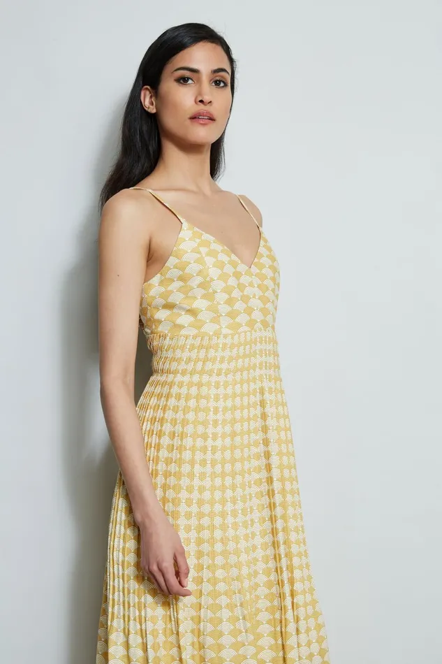 Outlet 8211 Women Midi Dresses Elie Tahari Diamond Soft Pleat Midi Dress Cape Diamond Arch Print