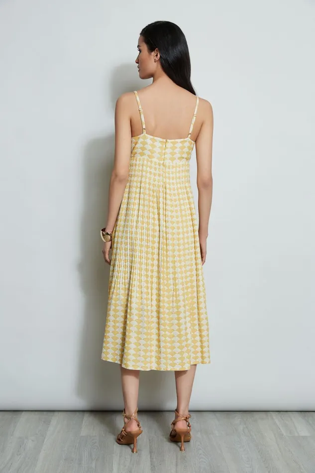Outlet 8211 Women Midi Dresses Elie Tahari Diamond Soft Pleat Midi Dress Cape Diamond Arch Print