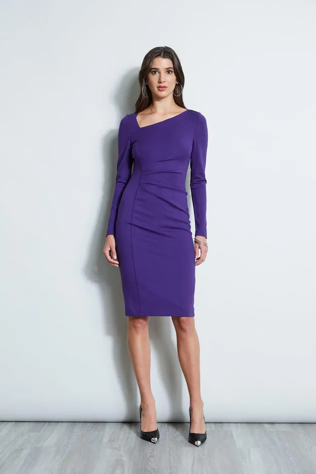 Outlet 8211 Women Short Dresses Elie Tahari Asymmetric Knit Dress Winter Plum