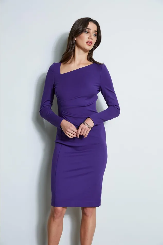 Outlet 8211 Women Short Dresses Elie Tahari Asymmetric Knit Dress Winter Plum