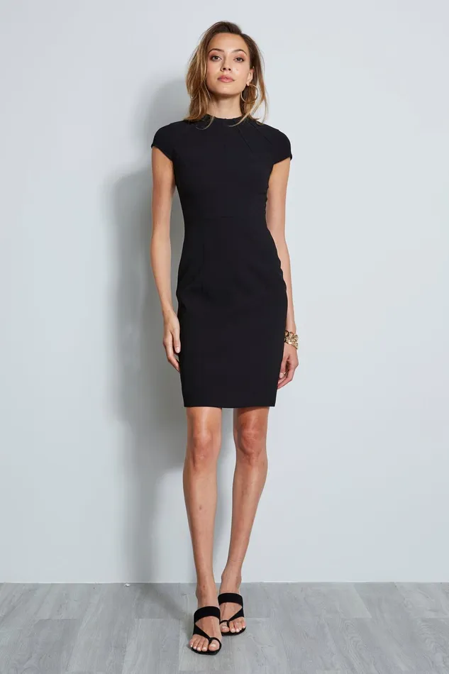Outlet 8211 Women Short Sleeve Dresses Elie Tahari Freida Dress Black