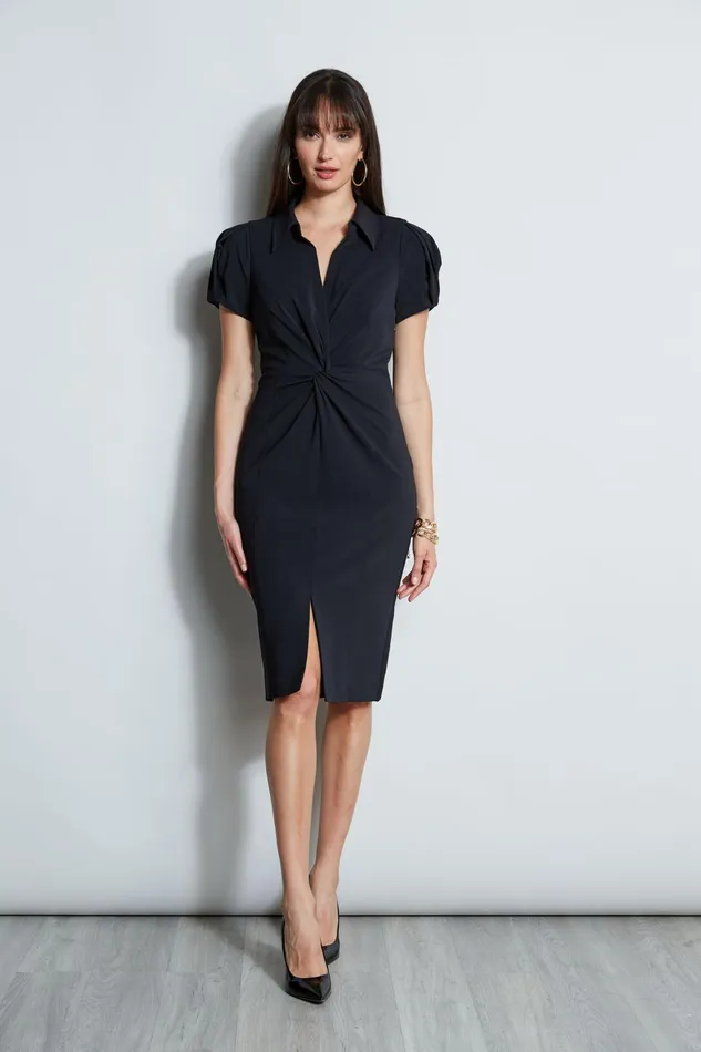 Outlet 8211 Women Short Sleeve Dresses Elie Tahari Short Sleeve Twist Dress Black