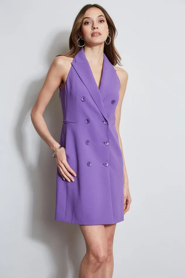 Outlet 8211 Women Suiting Elie Tahari Sleeveless Double Breasted Blazer Dress Violet