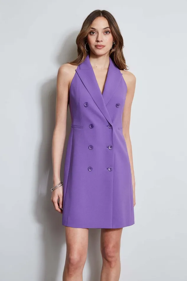 Outlet 8211 Women Suiting Elie Tahari Sleeveless Double Breasted Blazer Dress Violet