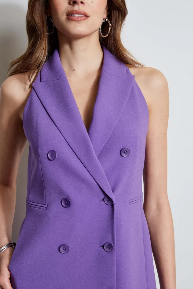 Outlet 8211 Women Suiting Elie Tahari Sleeveless Double Breasted Blazer Dress Violet