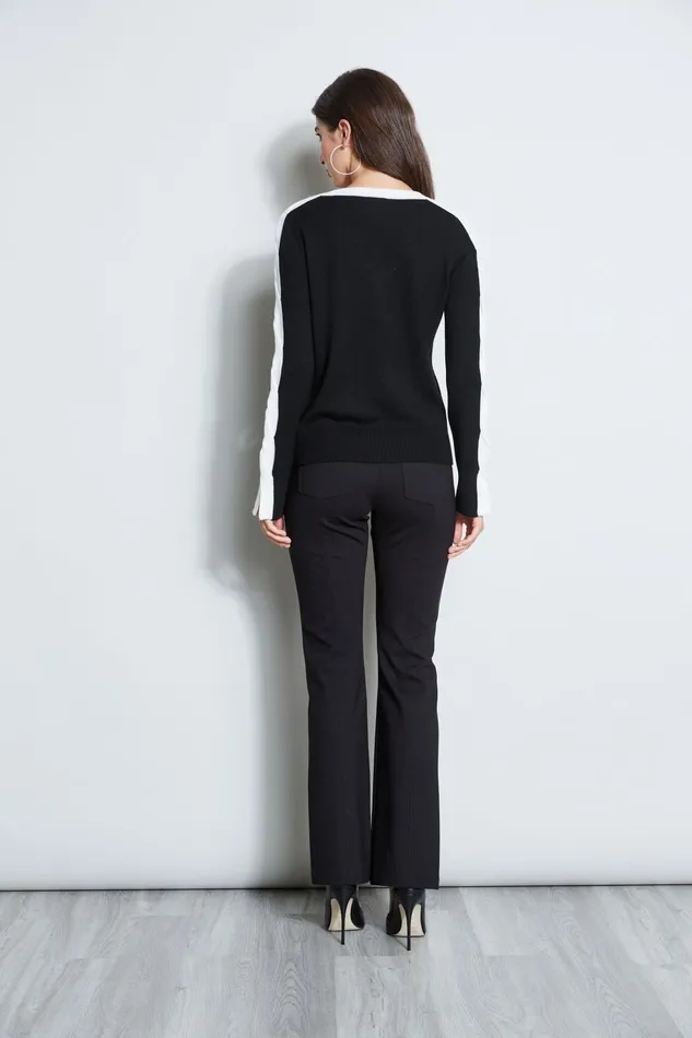 Outlet 8211 Women Tops Elie Tahari Cable VNeck Sweater Black