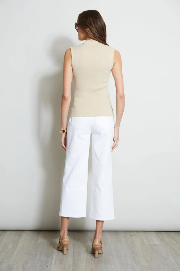 Outlet 8211 Women Tops Elie Tahari Crest Button Mock Neck Sweater Sand