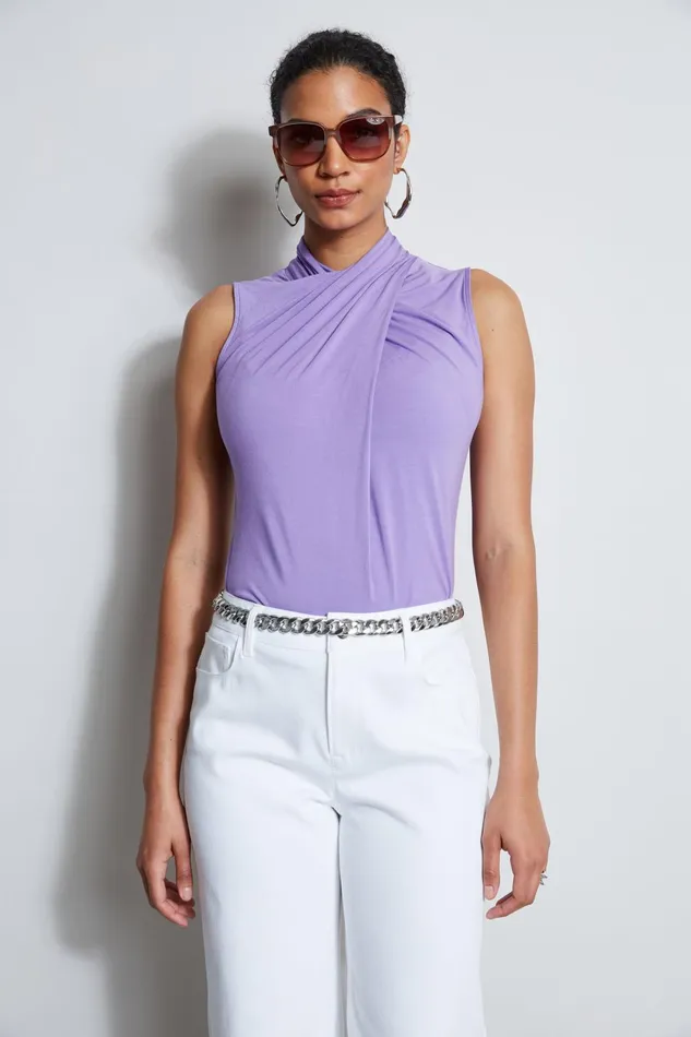 Outlet 8211 Women Tops Elie Tahari Sleeveless Twist Knit Grape