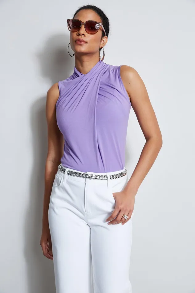 Outlet 8211 Women Tops Elie Tahari Sleeveless Twist Knit Grape