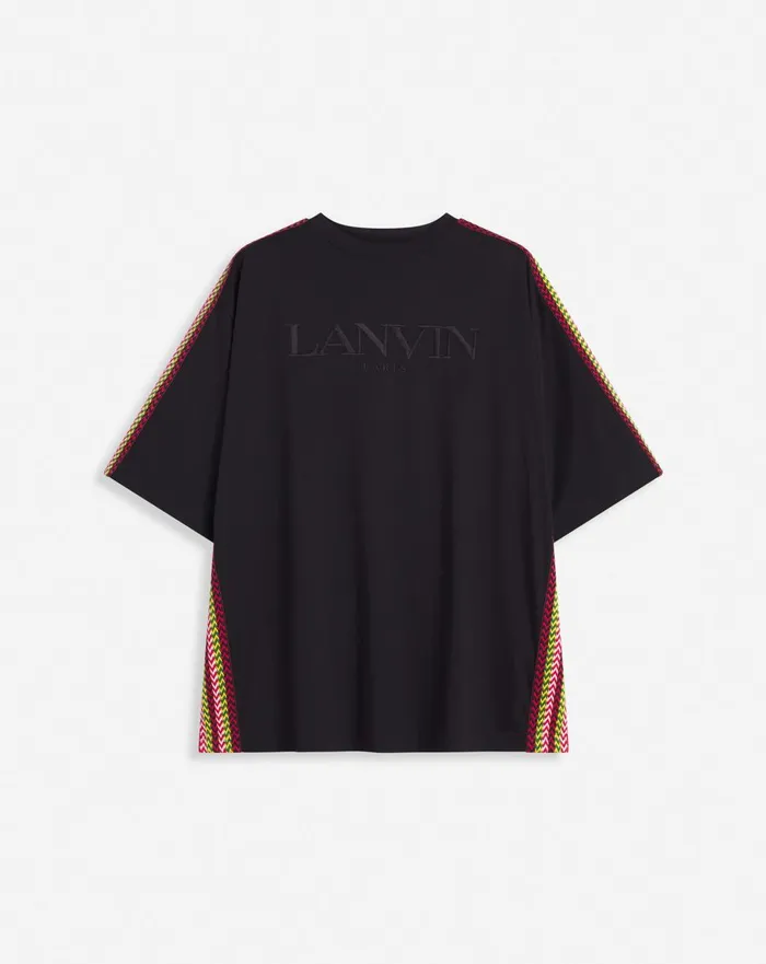 Oversized Embroidered Lanvin Side Curb Tshirt Black Men Lanvin Tshirts and Polos