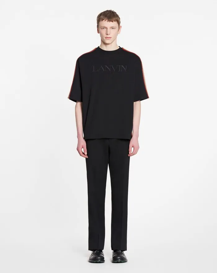 Oversized Embroidered Lanvin Side Curb Tshirt Black Men Lanvin Tshirts and Polos Oversized Embroidered Lanvin Side Curb Tshirt Black Men Lanvin Tshirts and Polos