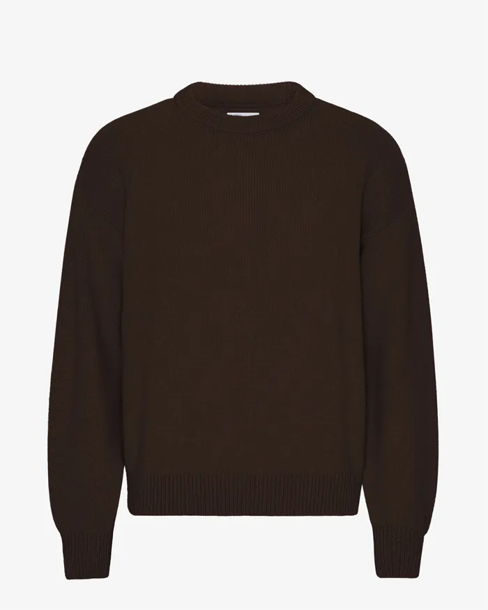 Oversized Merino Wool Crew 8211 Coffee Brown Knit Sweaters Colorfulstandard Men