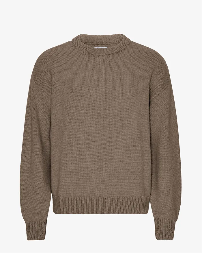 Oversized Merino Wool Crew 8211 Warm Taupe Men Knit Sweaters Colorfulstandard