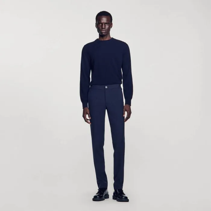 Pants and Shorts Men SANDRO Jersey Pants Navy Blue Pants and Shorts Men SANDRO Jersey Pants Navy Blue