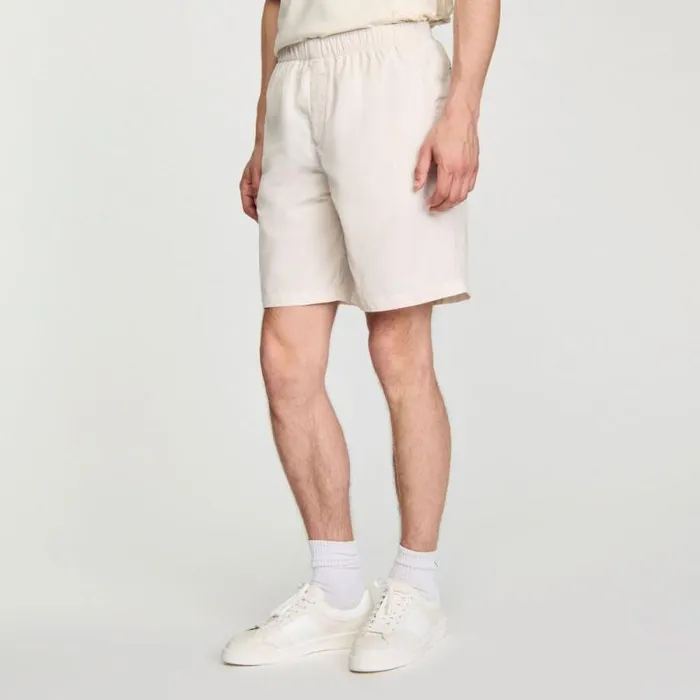 Pants and Shorts Men SANDRO Technical Fabric Bermuda Shorts Ivory