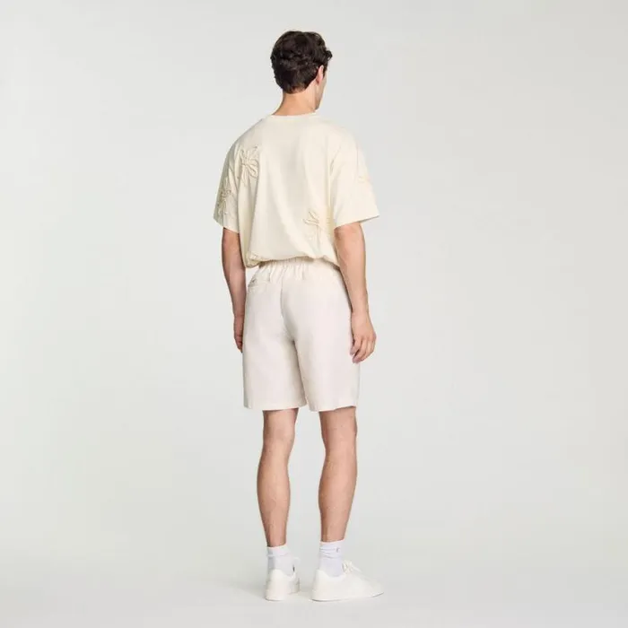 Pants and Shorts Men SANDRO Technical Fabric Bermuda Shorts Ivory