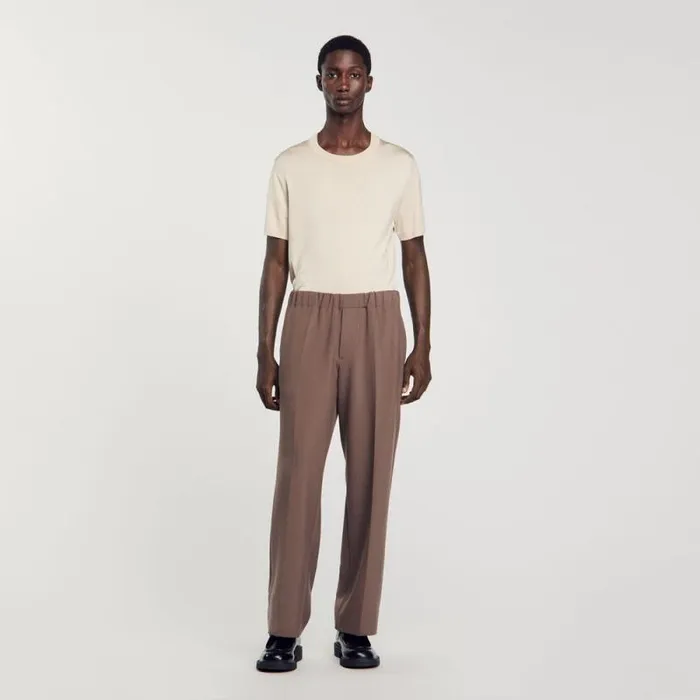 Pants and Shorts Men SANDRO Wideleg Pants Taupe